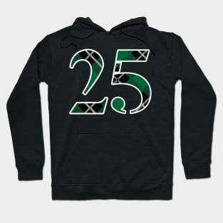 25 Sports Jersey Number Green Black Flannel Hoodie